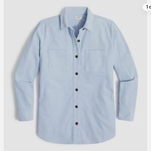J. Crew Women's Medium Corduroy Shirt-Jacket Button Front Pockets Faded Chambray